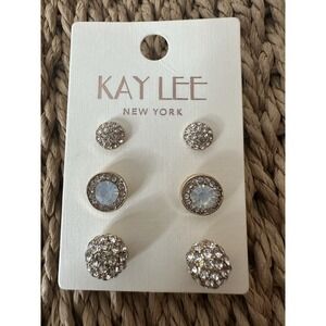 Kay Lee‎ New York Earrings Embellished Bright Gold Ringtones Elegant Formal New